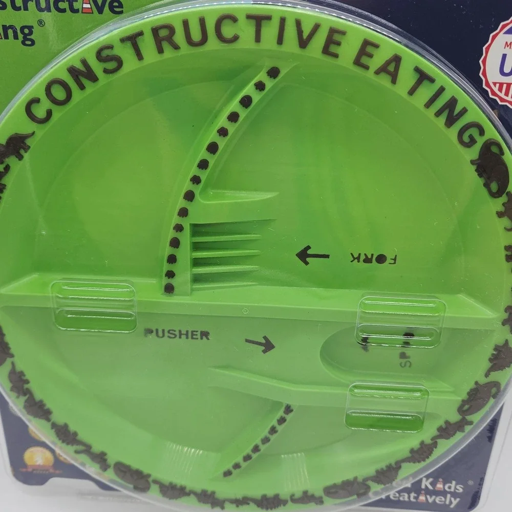NEW Constructive Eating Plate Dinosaur Theme Feed Kids Creatively Sealed